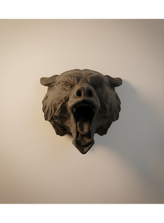 Ayı Tasarım Siyah 3D Duvar Heykeli