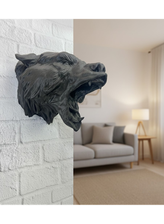 Siyah Ayı Figürü Duvar Dekoru Asılabilir Hediyelik Heykel 25x19 cm