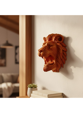 Gold Red Aslan Başı Duvar Aksesuarı