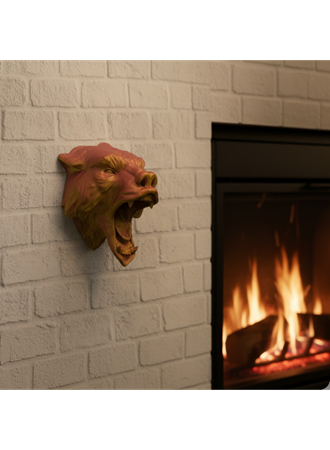 Gold Kırmızı Jaguar Duvar Dekoru Asılabilir Hediyelik 3D Heykel 20x16 cm