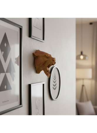 Gold Red Jaguar Başı Duvar Aksesuarı Asılabilir Dekoratif 20x16 cm