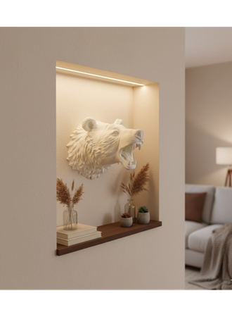 Dekoratif Beyaz Ayı Duvar Heykeli Asılabilir Hediyelik 25x19 cm