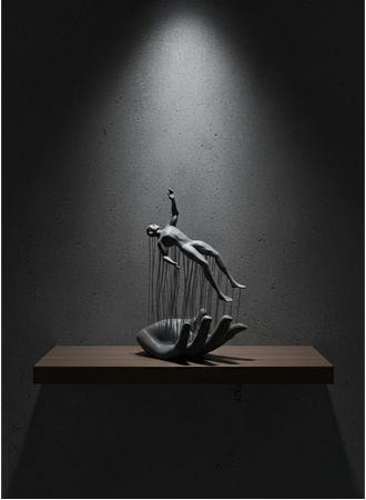 Gri El İnsan Figürü Minimal ve Anlamlı Dekoratif Biblo Modern Ev Dekorasyonu