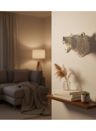 Krem Ayı Figürü Duvar Süsü Asılabilir Hediyelik Dekoratif 25x19 cm