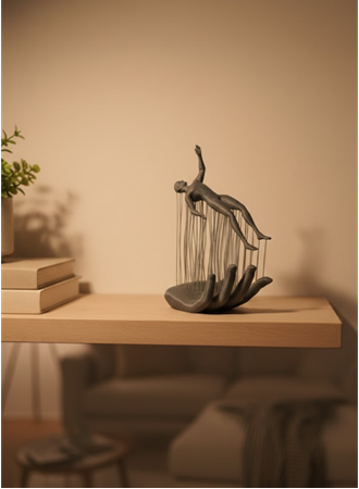 El İnsan Figürü Gri Modern Sanatsal Tasarım Salon ve Raf Dekorasyonu İçin Özel Biblo