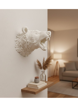 Özel Tasarım Beyaz Ayı Duvar Aksesuarı 3D Dekoratif Heykel 25x19 cm