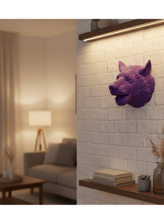Dekoratif Mor Kurt Duvar Heykeli Asılabilir Hediyelik 25x19 cm