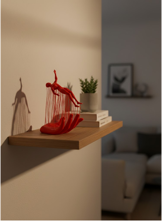 El Formlu İnsan Figürü Kırmızı Modern Dekoratif Biblo Soyut Tasarım 12x18 cm