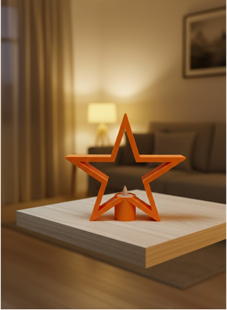 Turuncu Yıldız Mumluk Loş Işık Salon Dekoru