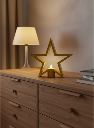 Yıldız Şeklinde Sarı Mumluk Loş Işık Ev Aksesuarı