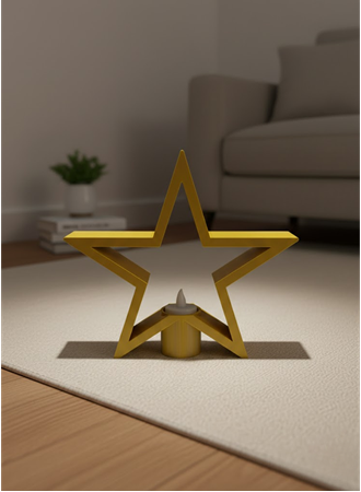 Sarı Yıldız Mumluk Modern Salon ve Raf Dekoru
