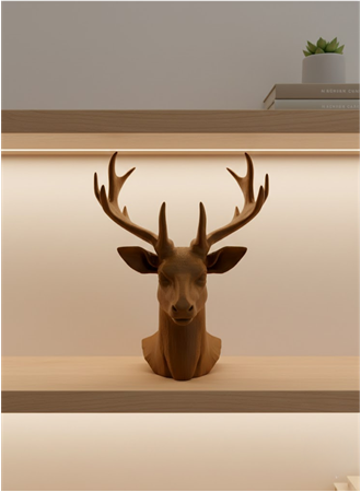 Dekoratif Kahverengi Geyik Biblo Salon ve Raf Dekoru