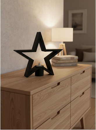 Siyah Yıldız Şeklinde Mumluk Loş Işık Dekor Aksesuarı