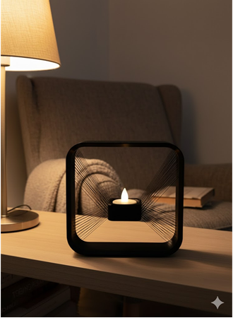 Kare Askılı Mumluk Duvara Asılan Şık Dekoratif Mumluk 16×16 cm