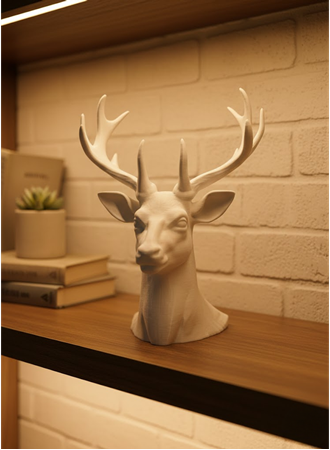 Beyaz Geyik Biblo 23 cm Dekoratif Modern Tasarım