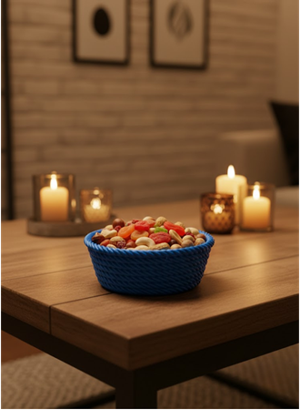 Yuvarlak Çerezlik Lacivert Salon ve Masa Üstü Sunum Kasesi