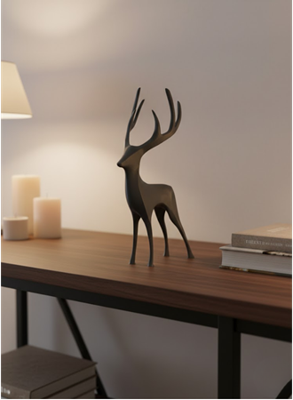 Gri Geyik Biblo Minimal Tasarım Şık Ev Aksesuarı