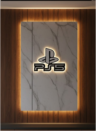 PS5 Logo Dekoratif Duvar Süsü Oyun Odası ve Salon Uyumu