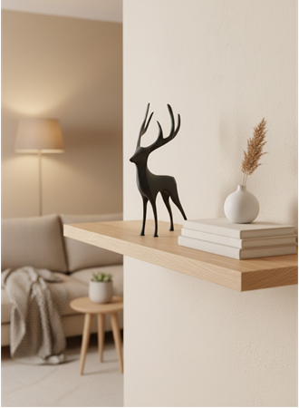 Geyik Figürü Gri Modern Salon ve Raf Dekoru