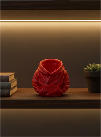 Dekoratif Kırmızı Hoodie Kalemlik 10x10 cm