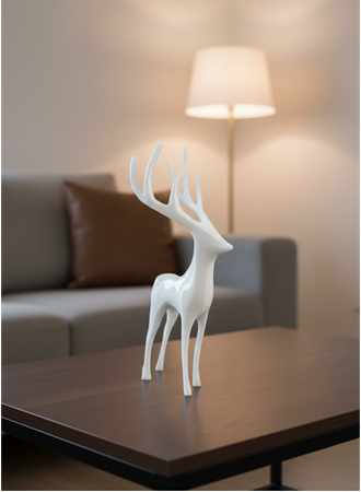 Beyaz Dekoratif Geyik Figürü Şık Ev Aksesuarı