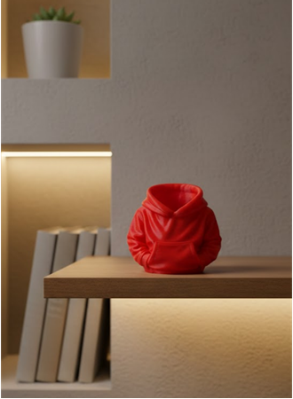 Kırmızı Hoodie Kalemlik 10x10 cm Masa Üstü Düzenleyici