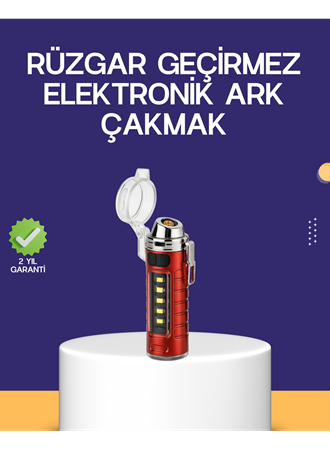USB Şarjlı Rüzgar Geçirmez Elektrikli Çakmak El Fenerli
