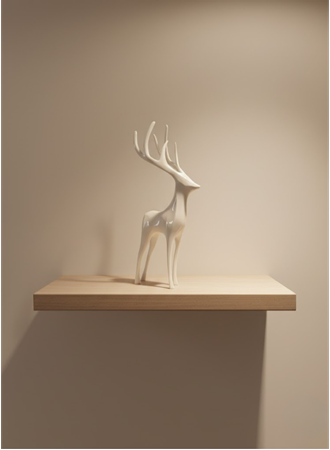 Geyik Figürü Beyaz Modern Salon ve Raf Dekoru