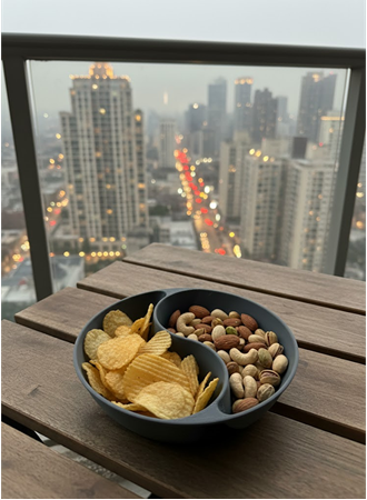 Gri Çerezlik Kase Seti Modern Bölmeli Sunum Tasarımı