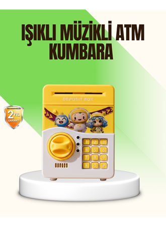 Sarı Elektronik Şifreli ATM Görünümlü Çocuk Kumbarası