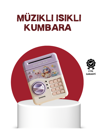 ATM Tasarımlı Şifreli Işıklı Çocuk Kumbarası Mor