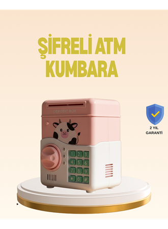 Çocuklar İçin Pembe ATM Görünümlü Elektronik Kumbara