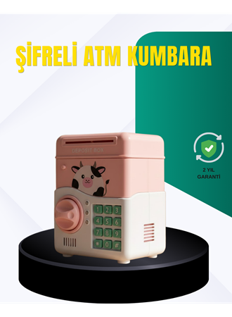 Pembe Şifreli Eğitici ATM Kasa Çocuk Kumbarası