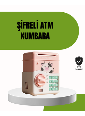 ATM Tasarımlı Pembe Işıklı Sesli Çocuk Kumbarası