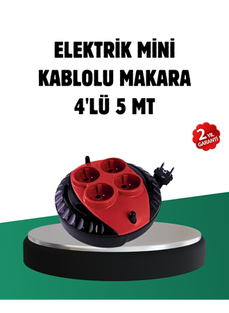 Türkiye Üretimi 5 Metre 4 Prizli Kablolu Makara