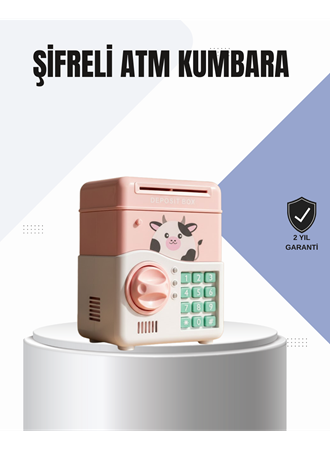 Pembe Elektronik Şifreli Otomatik Para Çeken ATM Kumbarası