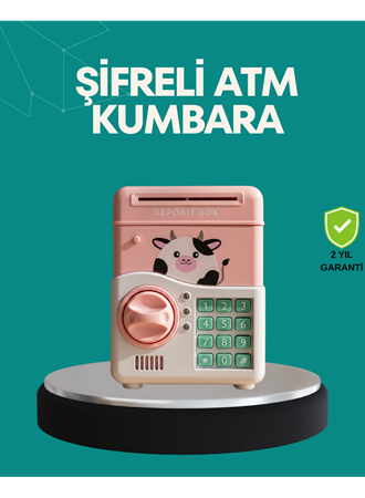 Pembe ATM Kasa Görünümlü Elektronik Şifreli Çocuk Kumbarası