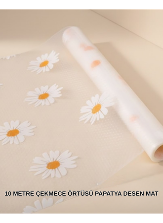 10 Metre Papatya Desenli Kolay Temizlenebilir Çekmece Matı