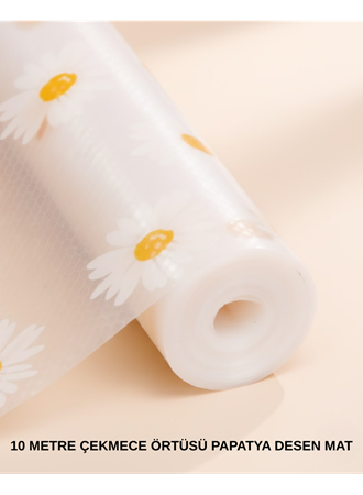 10 Metre Papatya Desenli Yapışmaz Kaydırmaz Çekmece Örtüsü