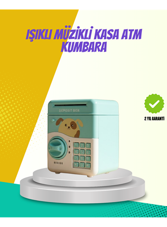 ATM Görünümlü Su Yeşili Otomatik Para Çeken Şifreli Kumbara