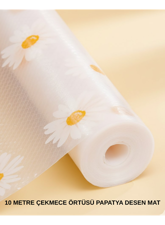10 Metre Papatya Desenli Kaymaz Dolap ve Çekmece İçi Mat