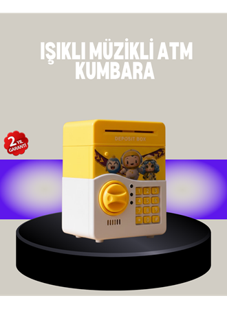 Sarı Şifreli Eğitici Çocuk Kumbarası Otomatik Para Girişli