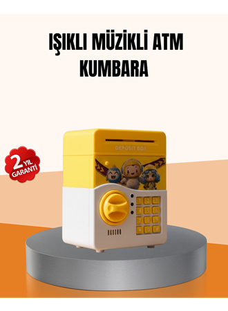 ATM Tasarımlı Sarı Işıklı Sesli Elektronik Kumbara