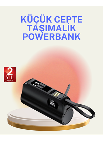Dahili Konektörlü 20W Hızlı Şarj Mini Taşınabilir Powerbank