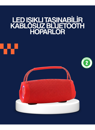 Derin Baslı Çift Hoparlörlü Taşınabilir Kablosuz Hoparlör