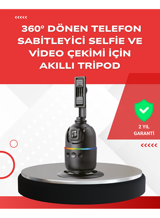 Yapay Zeka Destekli Yüz Takip Özellikli 360 Derece Dönen Masaüstü Telefon Sabitleyici