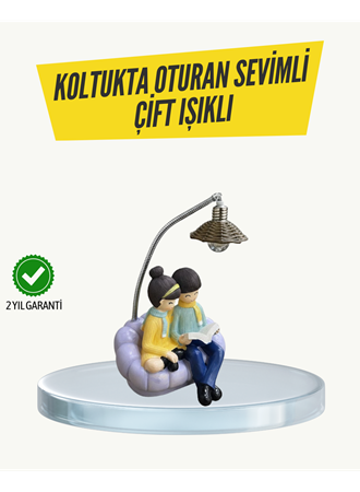 Okuyan Çift Figürlü Dekoratif Gece Lambası Hediye Seçeneği