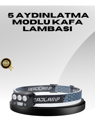 USB Şarjlı LED Kafa Lambası 300 Lümen Güç Göstergeli