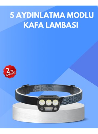 300 Lümen Sensörlü LED Kafa Lambası USB Şarjlı SOS Modlu