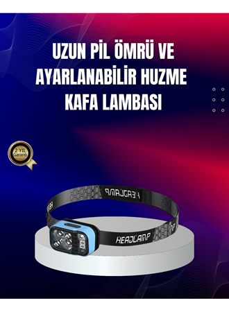 Süper Parlak LED Kafa Feneri 3 Renk 53 Mod Type C Şarjlı